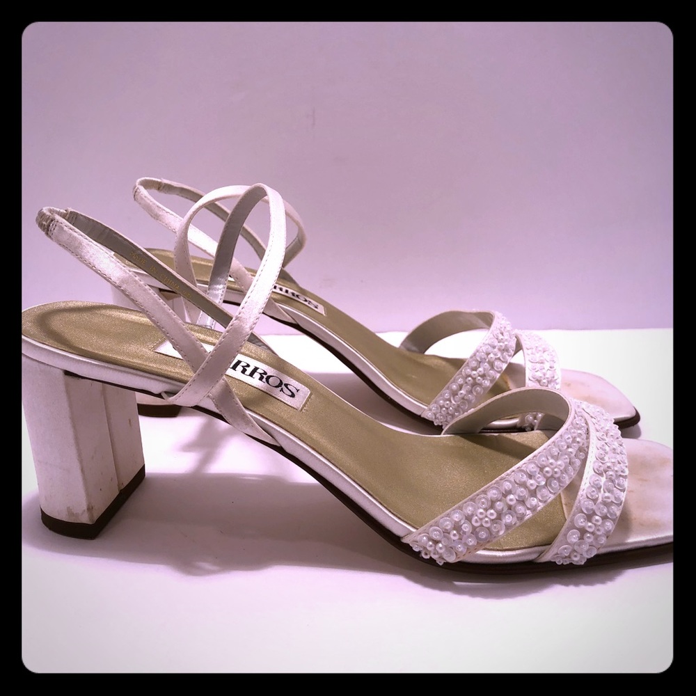 Caparros White Satin Strappy Heels